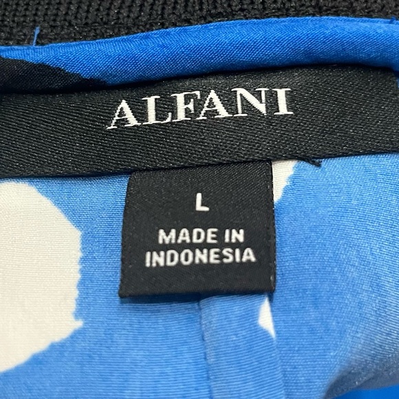 Blue and white Alfani leaf print tunic / L / NWT - Picture 8 of 12